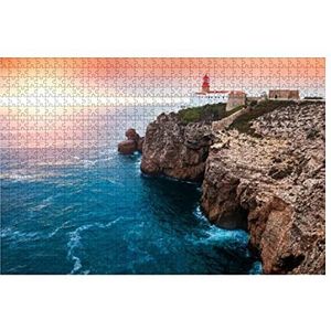 Puzzel 1000 Stukjes Vuurtoren Op Kaap Bij Zonsondergang Algarve Portugal Houten Puzzel Voor Volwassenen En Kinderen Uniek Ontwerp Puzzel Moeilijk Jongens Puzzelsets Decompressie