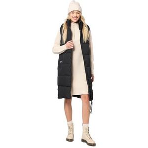 Navahoo B942 Gewatteerde damesvest, opstaande kraag, mouwloos, outdoorvest met capuchon, zwart, XL