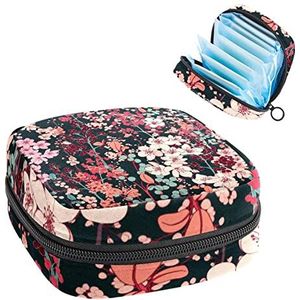 Bloemen bloemen,Periode Pouch Draagbaar,Tampon Opbergtas,Tampon Houder voor Portemonnee Vrouwelijke Product Organizer, Meerkleurig, 4.7x6.6x6.6 in/12x17x17 cm