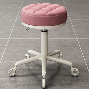 FXLUHAY Roterende kruk Verstelbare Salon Massage Kruk Draaistoel met Gestoffeerde Zitting, Rollende Wielen VoorKappers Spa Salon Schoonheid Tattoo