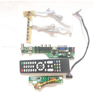 Voor CLAA141XC01 CLAA141XF01 LCD panel toetsenbord+Omvormer Remote TV53 controller board LVDS 20Pin 1CCFL USB VGA HDMI AV RF DIY kit (CLAA141XC01)