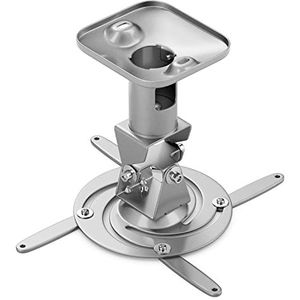 deleyCON - Universele Beamer Projector Plafondbevestiging - Zilver - Tot 15kg - 360° Draaibaar - +-25° Kantelbaar