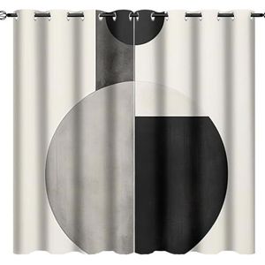AEMYSKA Moderne foto's verduisterende doorvoergordijnen voor slaapkamer eenvoudige geometrische patronen zwart wit thermisch geïsoleerde gordijnen kamer verduistering lichtblokkerende gordijnen 63 x