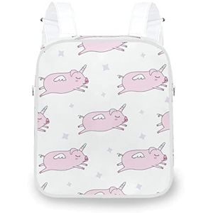 Roze Fly Pig Eenhoorn Rugzak Multifunctionele Mode Dubbele Schoudertas Slant Straddle Tas, Meerkleurig1, Eén maat