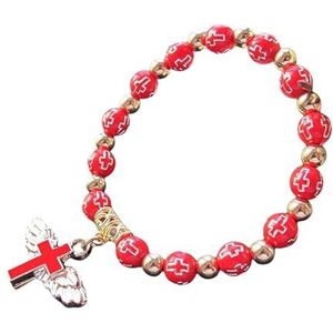 Armband, doopkruis met vleugelarmband for jongen en meisje Verstelbare engelvleugelarmband for doop/doop/kerkevenement (Color : A_One Size)