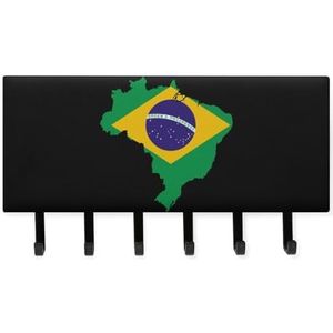 Vlag Kaart van Brazilië Sleutelhouder voor Muur Decoratieve Sleutelhanger Sleutelhaken Wandmontage voor Thuiskantoor