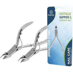 Mamjy Nagelriemsnijder, roestvrijstalen nagelriemverwijderaar voor dode huid en nagelverzorging, nagelriemtang en professioneel manicure-gereedschap (2 stuks)