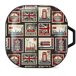 Stempels met de Union Jack Earbuds Case Compatibel met Samsung Hard Shell Beschermhoes Zwart-stijl