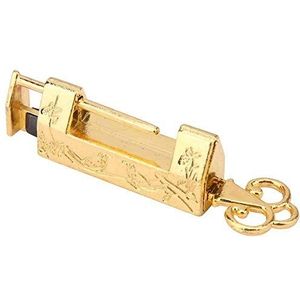 Chinese Lock en Sleutel Bloem Vintage Vintage Gesneden Antieke Latch Lock Decoratieve Lock met Sleutel voor Sieraden Box Lade goud