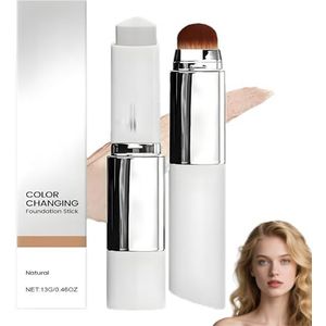 Foundation Stick met kleurverandering, 2-in-1 foundation stick met kwast, volledige tot medium dekking, waterbestendig en langdurig zweetbestendig voor natuurlijke make-up (natural*1)