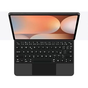 GUPENAA Toetsenbordhoes voor Samsung Galaxy Tab S10 Ultra 14.6'' 2024 (SM-X920), Magische Zwevende Cantileverstandaard, 7 Kleuren Achtergrondverlichting, Ingebouwd trackpad,zwart,Spanish