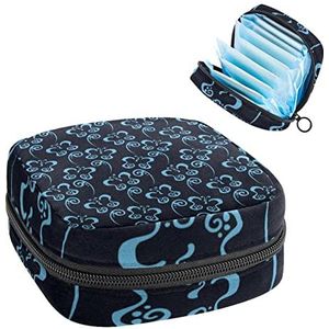 Periode Pouch, draagbare tampon opbergtas voor maandverband, blauw vlinderpatroon, Meerkleurig, 4.7x6.6x6.6 in/12x17x17 cm
