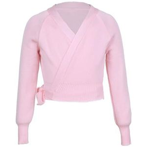 Ballet Vest Meisje Ballet Gymnastiek Turnpakje Jas Lange Mouwen Dans Trui Top Warme Jas Kinderen Dans Kleding Jas Wrap Ballet, roze, 140 cm