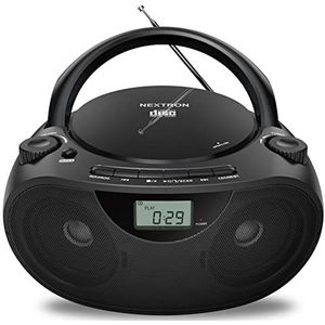 Nextron Draagbare bluetooth-cd-speler met AM/FM-radiostereogeluidssysteem, CD-/MP3/WMA-weergave, USB- en AUX-poorten, hoofdtelefoonaansluiting, lcd-display, werkt met AC/DC