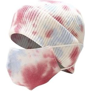 Koudebestendige tie-dye muts en maskerset for mannen en vrouwen - gebreide oorbescherming en gezichtsbedekking(3#Color)
