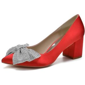 SYDZSW Zijden Bruiloft Schoenen Ivoor Bruids Schoenen Bruiloft Uitnodiging Schoenen, Rood, 43 EU
