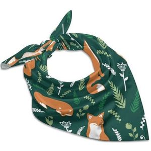 Vossen en bloemen vierkante bandana mode satijn wrap nek sjaals comfortabele hoofddoek voor vrouwen haar 63,5 cm x 63,5 cm