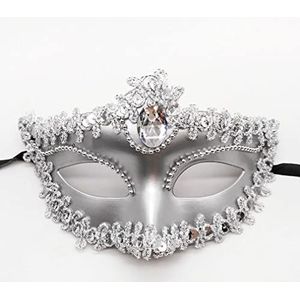 Feestmasker, Maskerademasker Maskers, Metalen Maskerademasker for Vrouwen Feestmaskers Halloween Dames Maskeradebal(Silver)