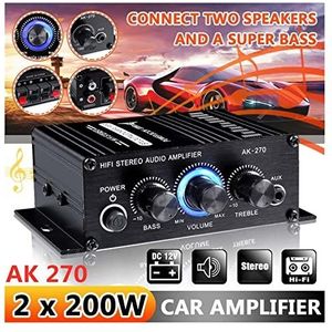 Audioversterker, AK170 / 270/370/380 800W 12V HIFI Power versterker Stereo Home Auto BAS AUDIO AMP Auto Luidspreker Klasse D Auto Home Sound Power AMP(AK270 No buthooth)