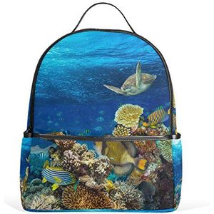 ALAZA onderwater zee koraal rif oceaan vis rugzak voor jongens meisjes school boekentas