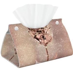 Roze Rose Bloem Goud Koper Pailletten Sparkly, Lange Tissue Box Cover Tissue Box Houder Tissue Dispenser Tissue Houder