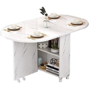 Intrekbare Opklapbare Eettafel Met Gevallen Blad, Opbergrek En Universele Wielen Om Ruimte Te Besparen En De Eettafel Uit Te Breiden For Keuken, Slaapkamer En Eetkamer (Color : White, Size : 50x100x