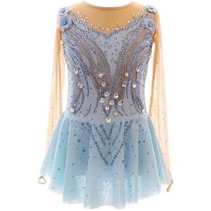 Kunstschaatsjurk For Meisjes, Zeer Elastische Ijsschaatsjurk For Wedstrijden, Aanpasbaar Groepsuniform(4XL)