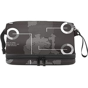 Grote capaciteit reizen cosmetische tas,Zwarte Ghana kaart Infographic,Make-up tas,Waterdichte make-up tas organisator, Meerkleurig, 27x15x14 cm/10.6x5.9x5.5 in