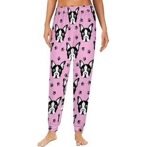 Bulldog & Paw print dames pyjama lounge broek elastische tailleband nachtkleding broek print