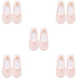 Siepificius Vrouwen Meisjes Katoen Verborgen Laag Cut Dunne Loafer Sokken Meisjes Zomer Anti-Skid Naadloze Boot Sokken Zwart, 5 Set Roze, 26 EU
