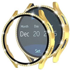 BMSD Voor Samsung Galaxy Watch4 Classic 46 mm Single Row Diamond Electroplated PC Watch Case TTYHH (Color : Gold)