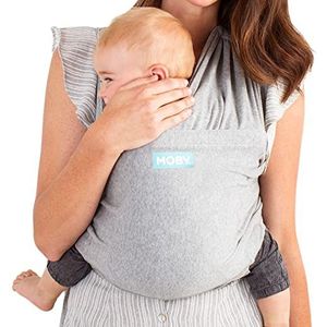 Moby Fit Baby Carrier Wrap | Ondersteuning Carrier en Wrap in One voor moeders, vaders en verzorgers | Ontworpen voor pasgeborenen, baby's en peuters | Houder kan baby's tot 33 lbs dragen | Grijs