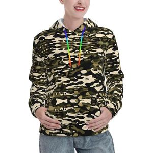 Camouflage Patroon Print Vrouwen Mode Hoodies Sweatshirts Zachte Herfst Winter Trui Tops Truien Outfits, Zwart, S
