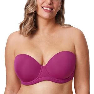 Delimira Dames Onderdraad Contour Multiway Volledige Dekking Strapless BH Plus Size Magenta paars 95G