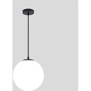 TONFON Glazen Mini Witte Bol Kroonluchter Melkwit Glazen Lampenkap Hanglamp Eettafel Slaapkamer Foyer Hanglamp for Keukeneiland Woonkamer Nachtkastje Eetkamer Hal Plafondlamp (Color : Black, Size :