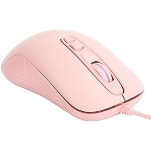 ASHATA USB bekabelde muis, 7-knops muis met zijknoppen, ergonomische computermuis met led-regenboog, 200-10000 DPI 6 snelheden verstelbaar, Plug and Play, gestroomlijnde kant en volledige rugkromming (roze)
