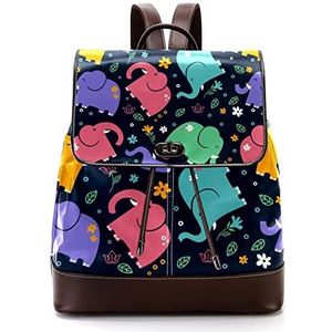 Gepersonaliseerde casual dagrugzak tas voor tiener kleurrijke olifanten schooltassen boekentassen, Meerkleurig, 27x12.3x32cm, Rugzak Rugzakken