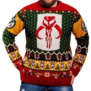 Star Wars Mandalorian Boba Fett gebreide kersttrui unisex voor mannen of vrouwen, lelijke trui cadeau, Meerkleurig, XL