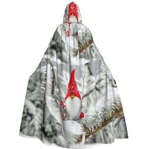 Womens Mens volledige lengte carnaval cape met capuchon cosplay kostuums mantel, 190 cm grappige sneeuw kerstman