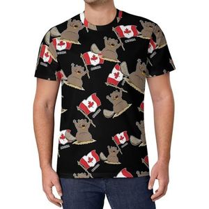 I Love Canada Marmot T-shirt met korte mouwen voor heren, casual ronde hals, modieus, zomertops