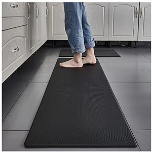 Smalle Runner Antislip Keukenmatten, Antislip Keukentapijt, PVC Antislip Loper, Wasbaar Tapijt Voor Hal, Keuken, Entree (45 x 150 cm,Zwart)