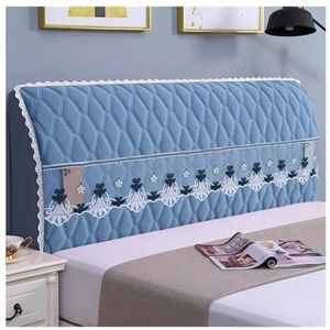 VONCYKI Verdikte hoofdeindehoezen eenvoudige slaapkamer effen kleur hoofdeindehoes modern houten bed leer en dekbedovertrek doek (Lace blue, 200 cm x hoogte 65 cm)