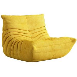 Armloze haardstoel, extra grote zachte Caterpillar vloerloungestoel, comfortabele luie fauteuil, zitzak met vrijetijdsaccent met rugleuning voor woonkamer, slaapkamer, kantoor(Color:Yellow,Size:95CM)