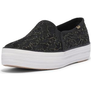 Keds Triple Decker Slip on Sneaker voor dames, Zwart kant, 42 EU