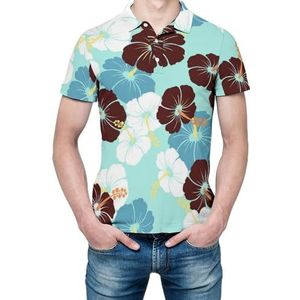 Hawaiiaanse hibiscus bloemen heren shirt met korte mouwen golfshirts regular fit tennis T-shirt casual business tops