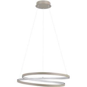 EGLO LED hanglamp Ruotale, pendellamp boven eettafel, gebogen eetkamerlamp, hangarmatuur met ringen van metaal in zand, warm wit, Ø 55 cm