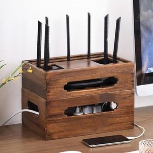 Routerplank voor opslag/projectorstandaard, kabelbeheerrek voor stekkerdoos, opbergdoos voor wifi-router voor thuis en op kantoor,13 * 9 * 12in