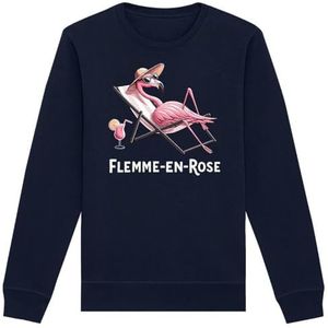 Sweatshirt Flemme in Roze, uniseks, bedrukt in Frankrijk, 100% biologisch katoen, cadeau voor verjaardagsdieren, origineel grappig, Marineblauw, L