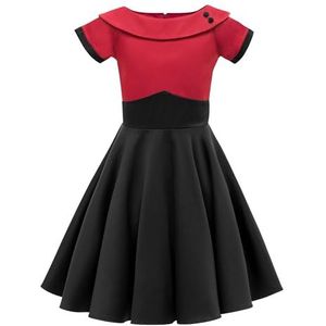 BlackButterfly Kinderen 'Valerie' Vintage Clarity Jaren `50 Meisjes Jurk (Rood, 7-8 jaar)