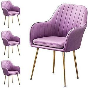 GEIRONV Dining stoelen set van 4, fluwelen zitting en rugleuningen fauteuil met metalen benen woonkamer make-up stoel verstelbare voeten Eetstoelen (Color : Purple)